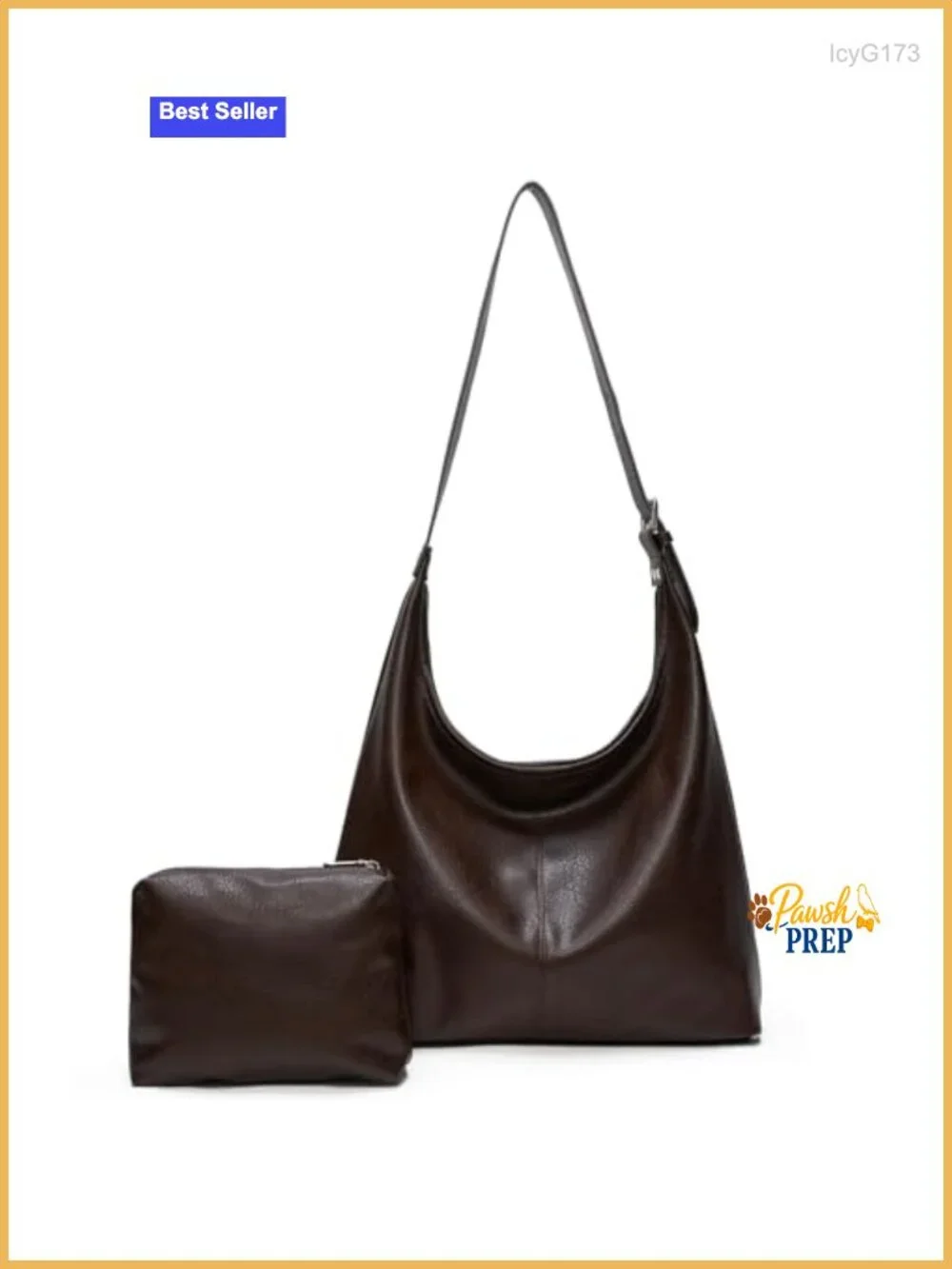 Vegan Leather Slouchy Hobo Tote with Pouch, Shoulder Bag